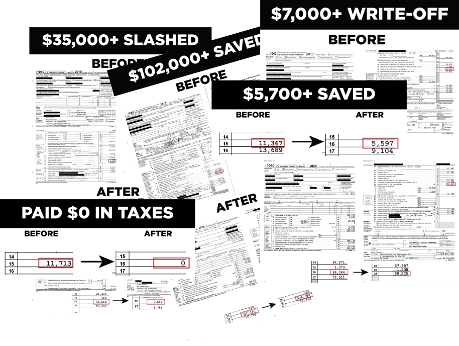 Before and after examples of client tax returns